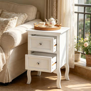 Comodino moderno bianco con 2 cassetti in MDF laccato 40x60x30 cm