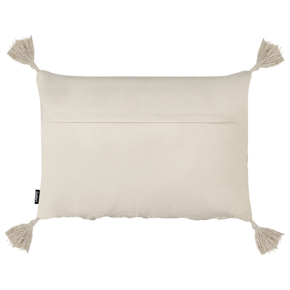 Set di 2 cuscini decorativi cotone beige 40 x 60 cm con nappe boho motivo geometrico pezzo di accento fatto a mano