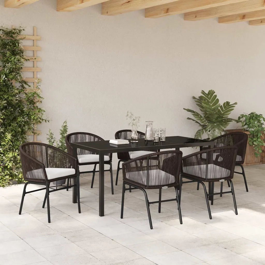 Set da Pranzo per Giardino 7 pcs Marrone 3379356