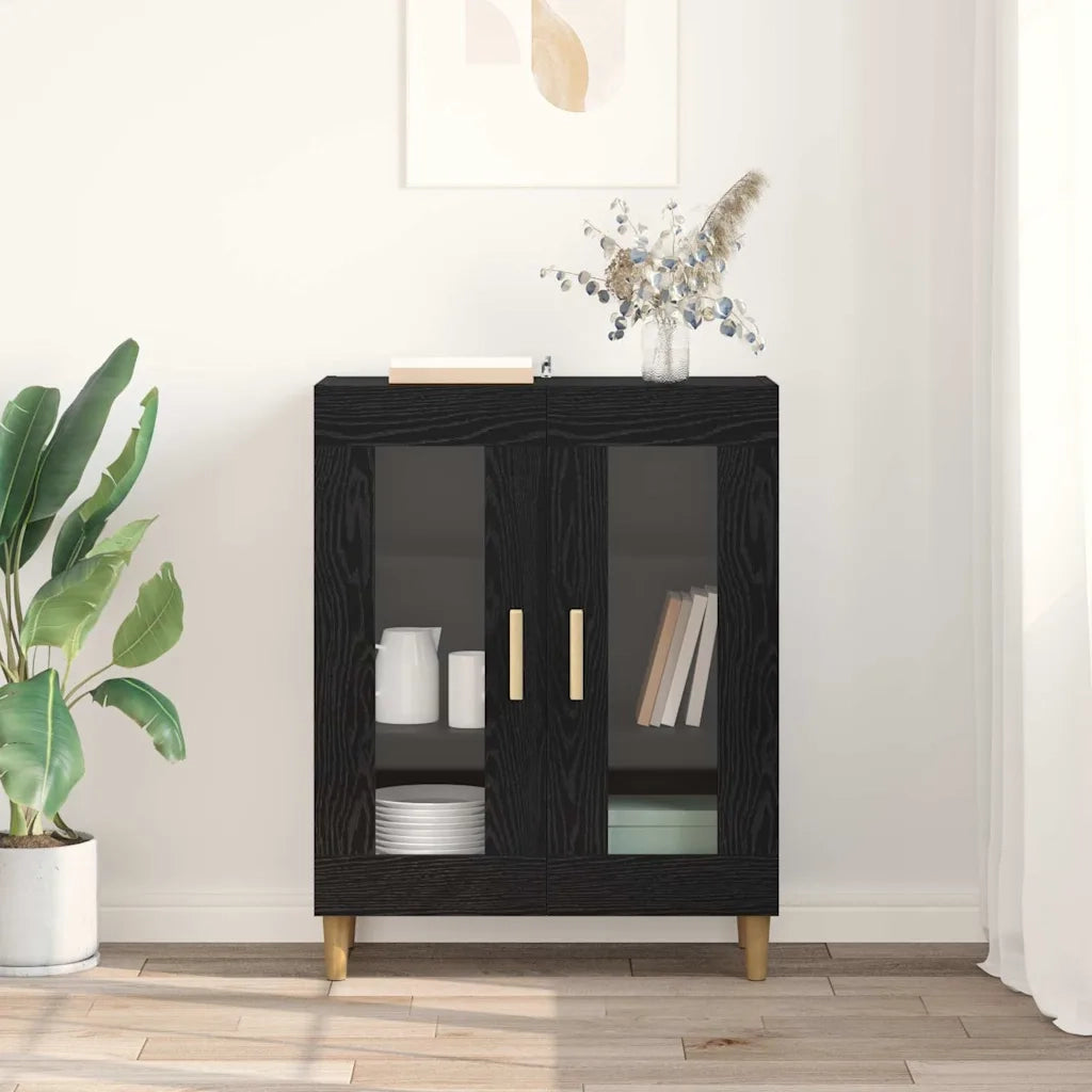 Credenza | Madia | Buffet da pranzo | Armadio da pranzo Rovere Nero 69,5 x 34 x 90 cm Legno multistrato