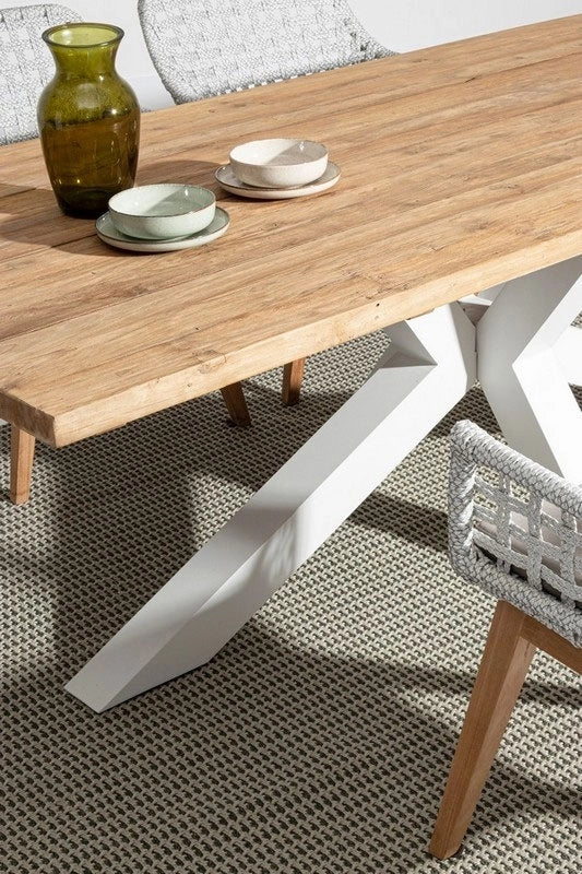 Tavolo da Esterno Giardino in Legno 240 x 100 cm Bianco Ramsey Bizzotto