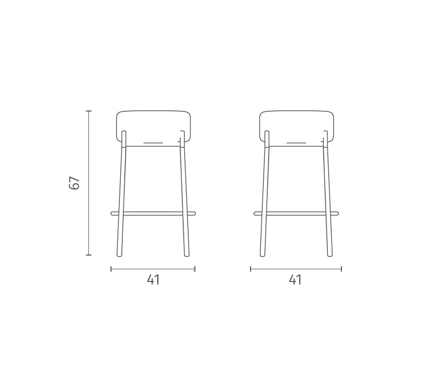 Set 2 Sgabelli Syd 41x41x67 cm in Tessuto Ruggine