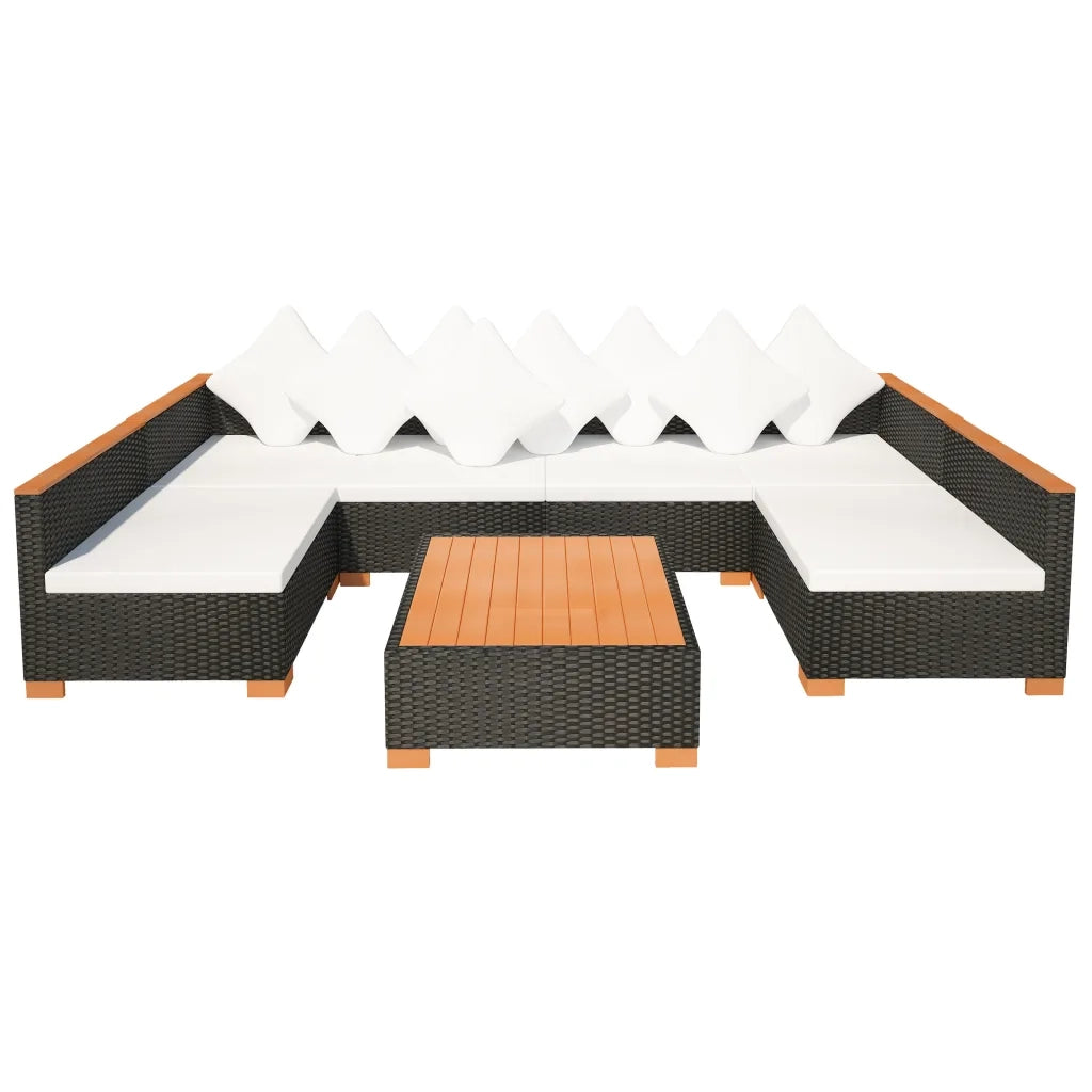 Set Divani da Giardino 7 pz con Cuscini in Polyrattan Nero