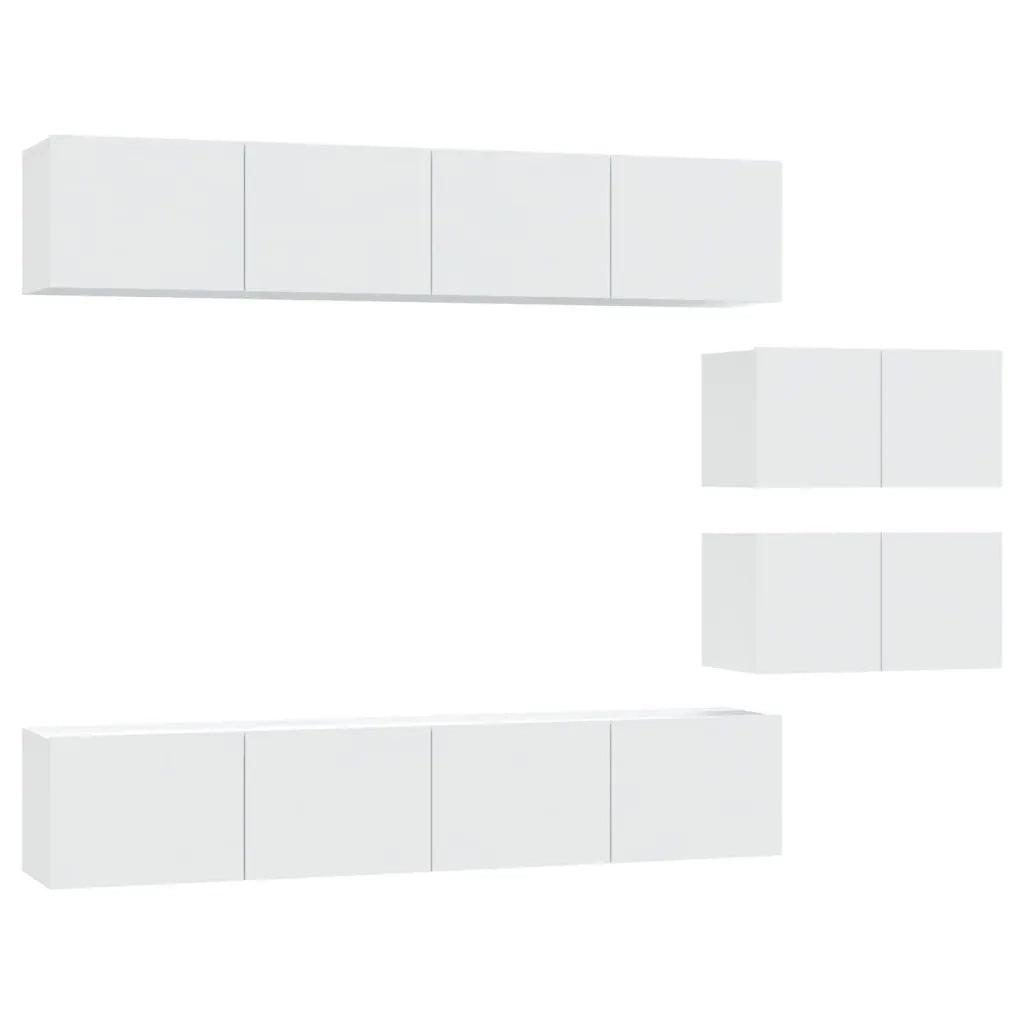 Set di Mobili Porta TV 6 pz Bianco in Legno Multistrato 3114598