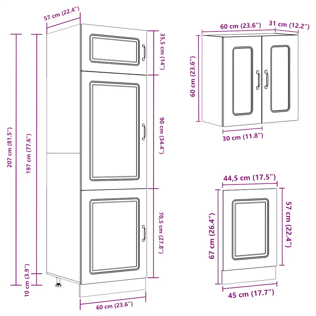 Set Mobili da Cucina 8 pz Kalmar Rovere Sonoma in Truciolato 3314794