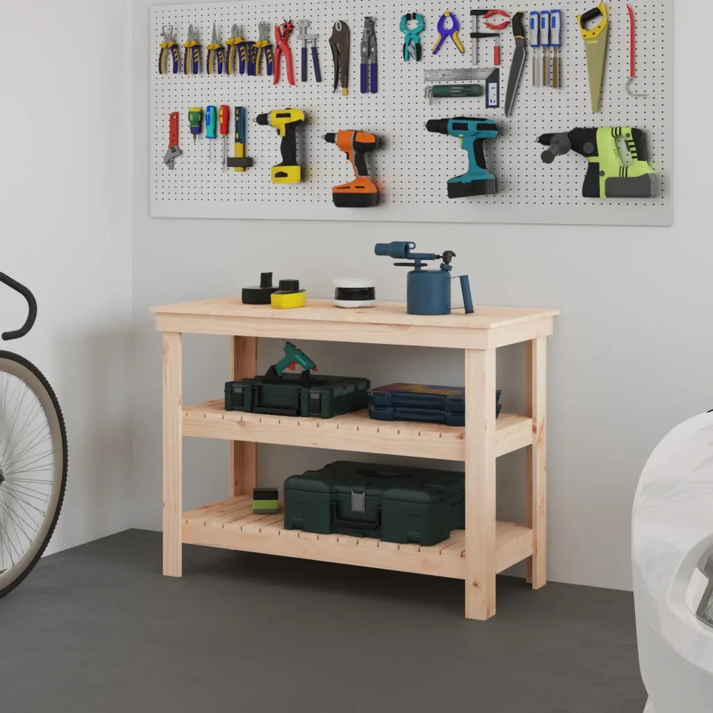 Banco da Lavoro 110,5x50x80 cm in Legno Massello di Pino cod mxl 16754