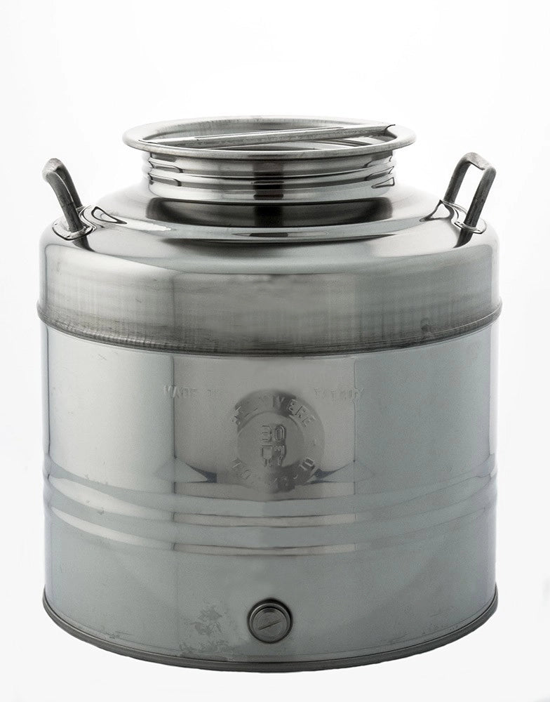FUSTO CONTENITORE PER OLIO IN ACCIAIO INOX,BOCCA LARGA LT.30