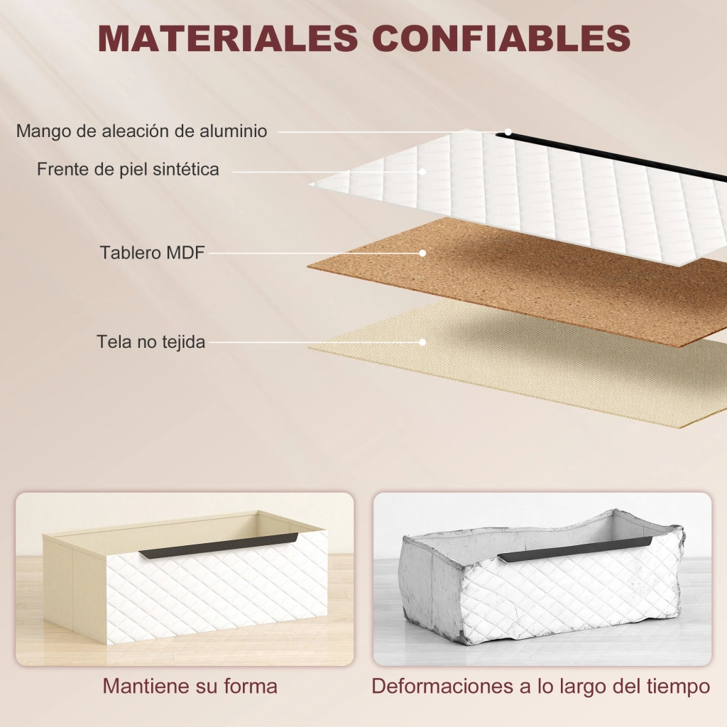 Cassettiera con 4 cassetti in tessuto ¨C Zephmum ¨C Bianco e naturale 60x40x