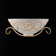 Applique Rustico 1 Luce Ferro Battuto Avorio E Oro Vetro Ambra Serie Faraone