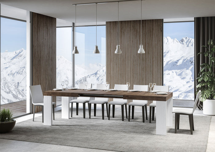 Tavolo Allungabile 180/284x90x77 cm Roxell Mix piano Noce gambe Bianco Frassino