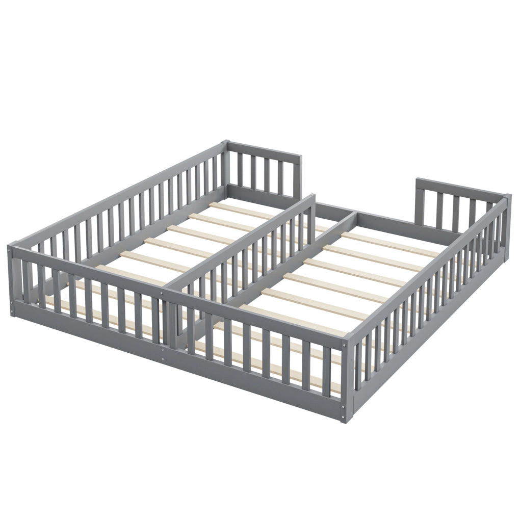 Letto a pannelli 90x200 cm per bambini con sponda e rete a doghe