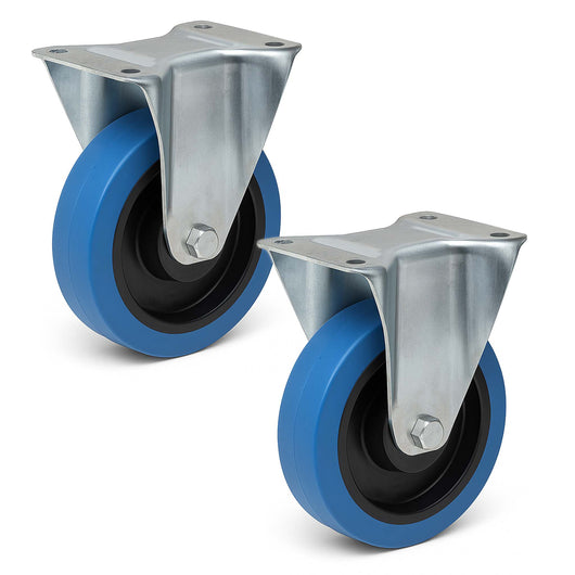 Set di 2 ruote fisse da 160 mm per trasporto, con piastra di montaggio, max 300 kg per ruota