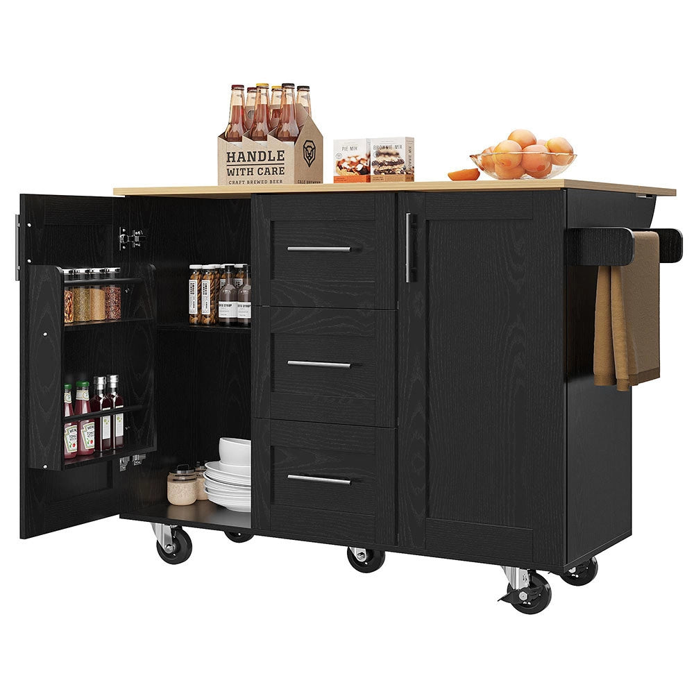 Isola cucina - Xylo - ripiani rimovibili rotelle nero