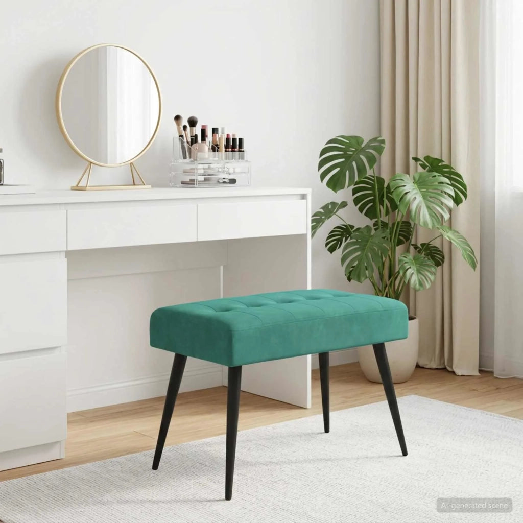 Panchina con bottoni imbottiti Turchese 60 x 40 x 45 cm Velluto 42038511
