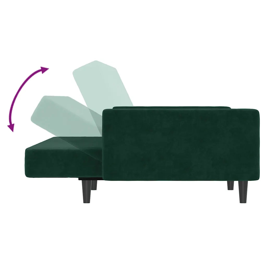 Divano letto | Sof¨¤ letto | Letto singolo a 2 Posti Verde Scuro in Velluto