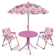 Set Tavolino Baby Bambina con 2 Sedie e Ombrellone Principessa