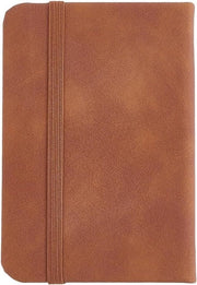 Notebook a Porta A7 in Pelle di Cuoio con Copertina Rigida | Blocchetto Portatile con Cinturino Elastico | Blocchetto di Memorie con 100 Pagine.