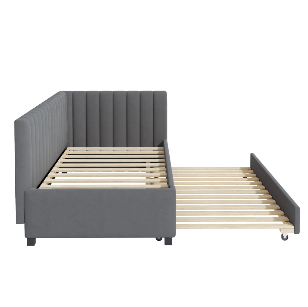 Letto imbottito estraibile 90 x 200 cm in velluto grigio