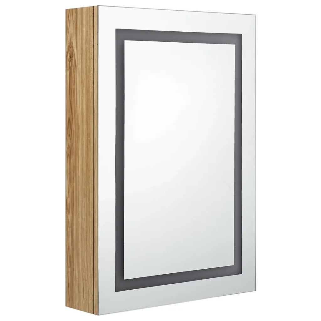 Armadietto Bagno | Armadio da bagno con Specchio e LED Rovere 50x13x70 cm