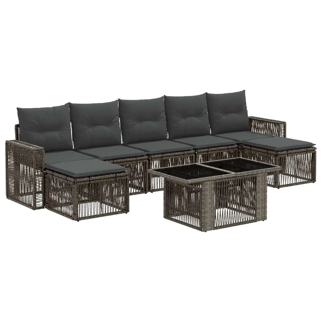 Set Divano da Giardino 8 pz Grigio e Grigio Scuro polyrattan 3436832