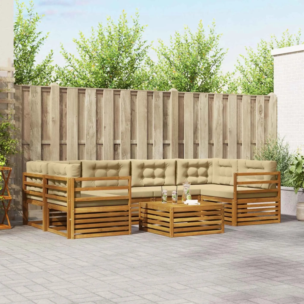 Set di divani da esterno con cuscino 7 pcs Naturale e Beige