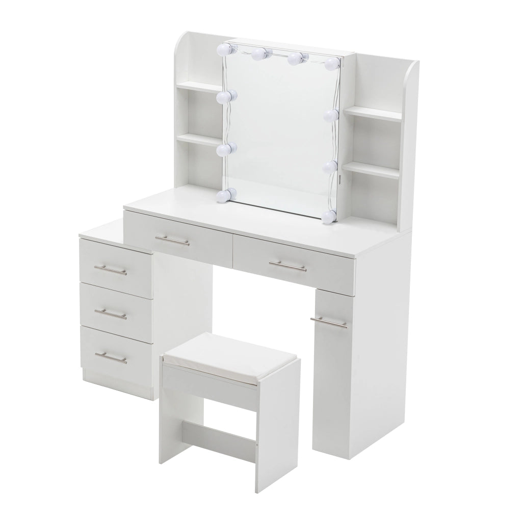 Tavolo Trucco con Specchio e LED ¨C MINIMAL ¨C con Cassetto e Illuminazione