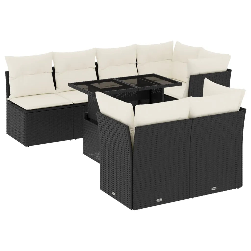 Set Divani da Giardino con Cuscini 8 pz Nero in Polyrattan 3266406