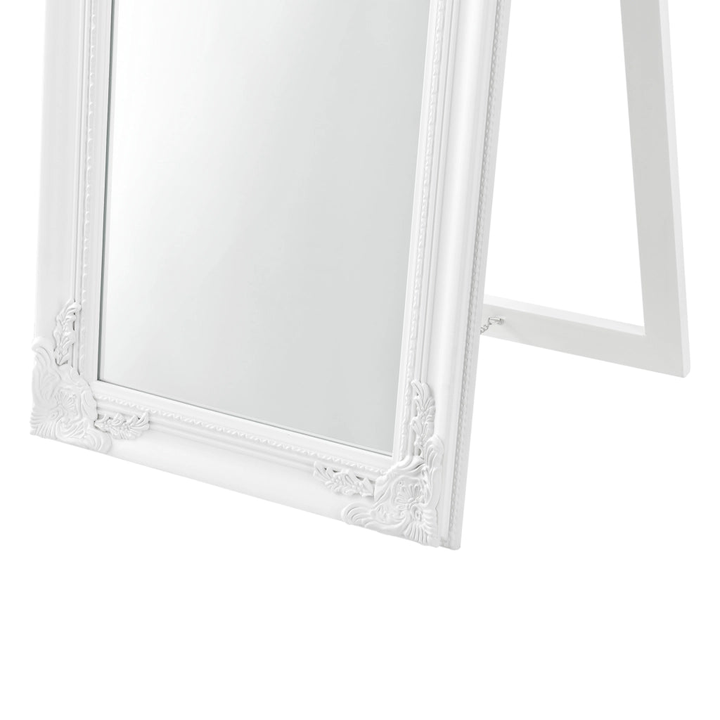 Specchio da Terra Arezzo a Figura Intera 160 x 40 cm Cornice in Eucalipto - Bianco [en.casa]