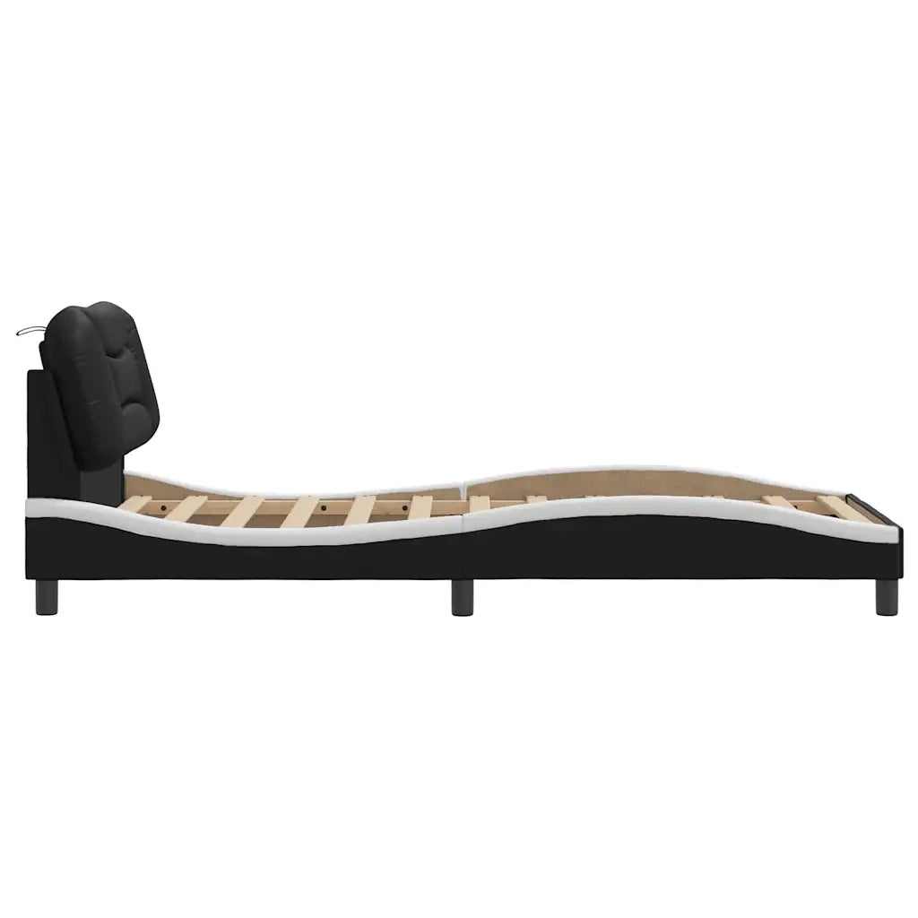 Giroletto senza Materasso-Struttura Letto Hvar Nero e Bianco 80x200 cm in Similpelle