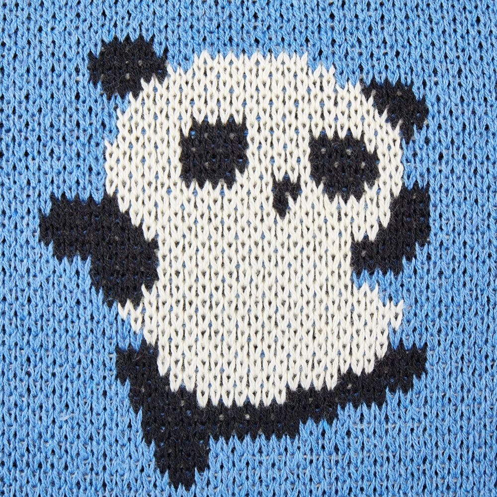 Set di 2 cuscini decorativi per bambini con motivo a panda in cotone blu 45 x 45 cm accessori per la cameretta
