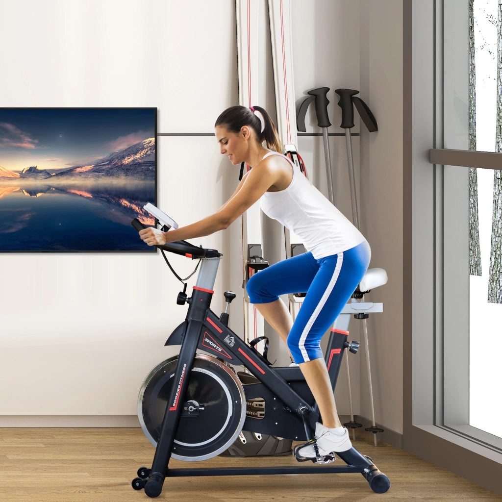 Bicicletta Statica con Volano 8 kg LCD Pulsimetro Sella e Manubrio Regolabili ¨C zephmum ¨C 103x48x115 cm Nero
