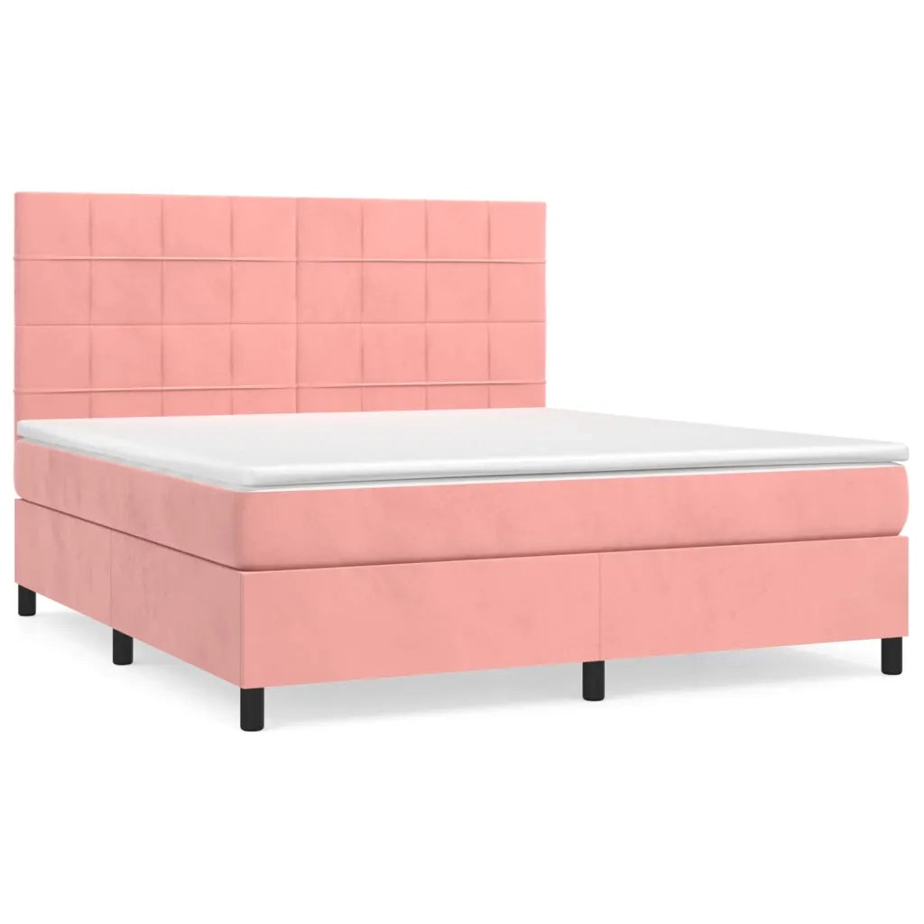 Giroletto a Molle con Materasso Rosa 160x200 cm in Velluto cod mxl 71316