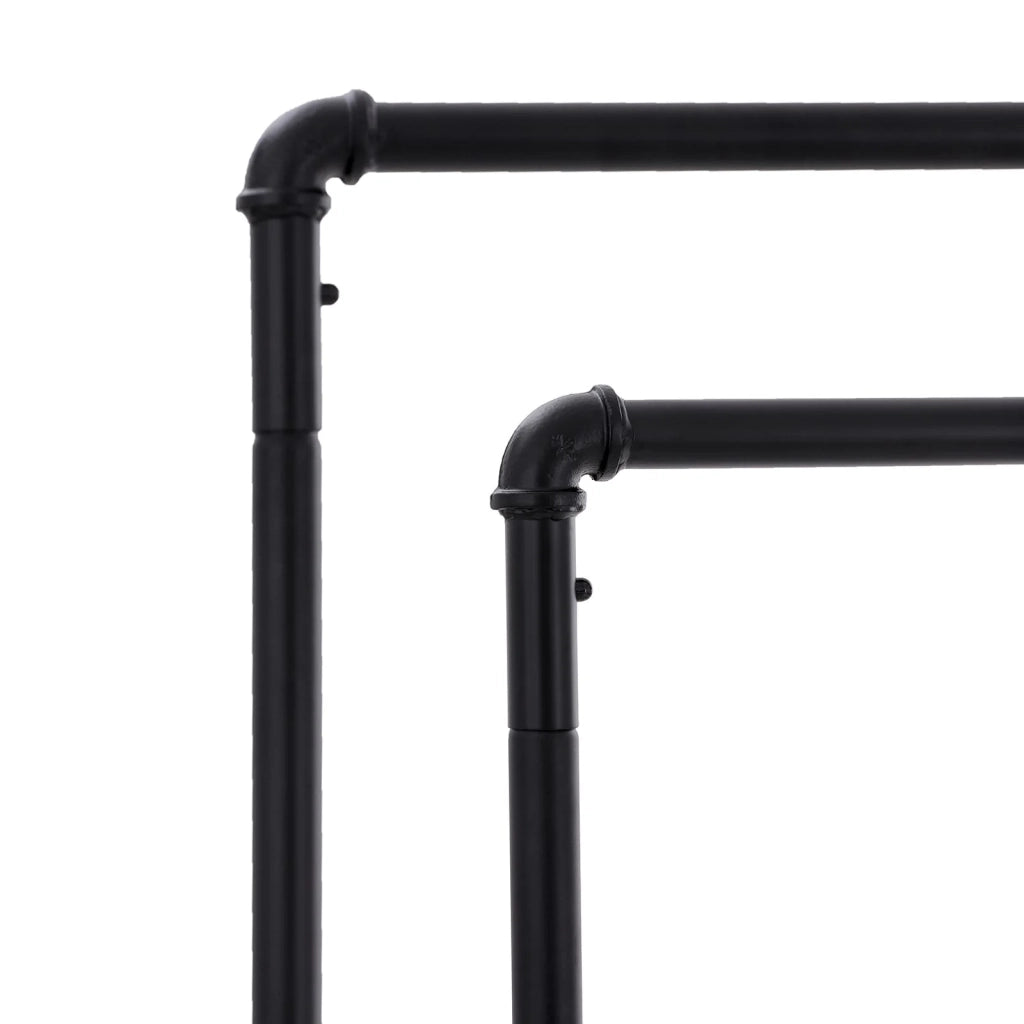 Appendiabiti con ruote capacità di carico 110 kg due barre appendiabiti mobili ripiano in metallo nero di qualità commerciale 12_0007064