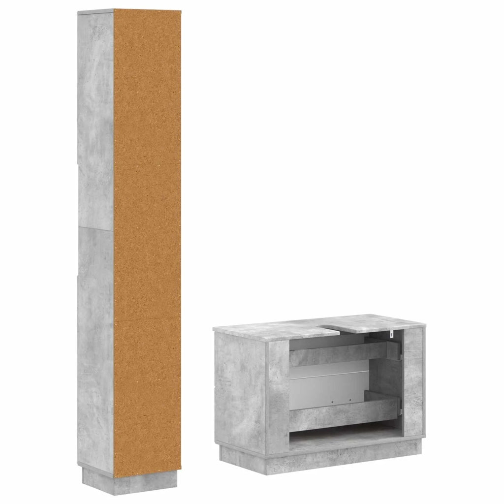 Set di Armadi da Bagno da 2 Pezzi HOORN Grigio Cemento 3417552