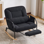 POLTRONA A DONDOLO Reclinabile 82x62 cm Velluto Nero con poggiapiedi estraibile