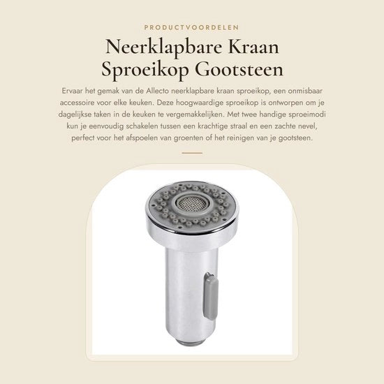 Sproeikop Neerklapbaar Gootsteen - 2 Modi Sproeier - Verchroomd - Alta Qualità - Garanzia di Sicurezza - Rubinetto da Cucina