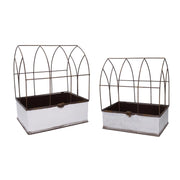 Portavaso metallo 1-2 gabbia bianco rettangolare cm 36x25h13/44