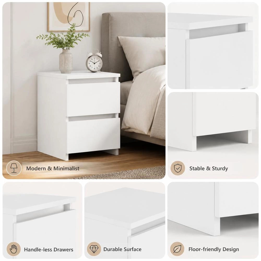 Bedside Table White 30x30x40 Cm Wood Material