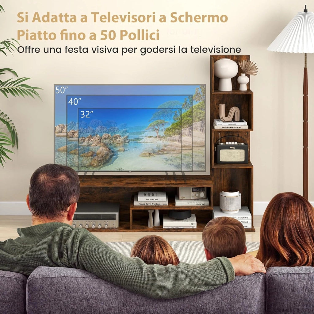 Mobile per TV a Cubi per TV Fino a 50”, Tavolo Console Media con Mensole di Stoccaggio a Forma di L e Scomparti Aperti, Centro di Intrattenimento per Soggiorno, Ingresso (Industriale)