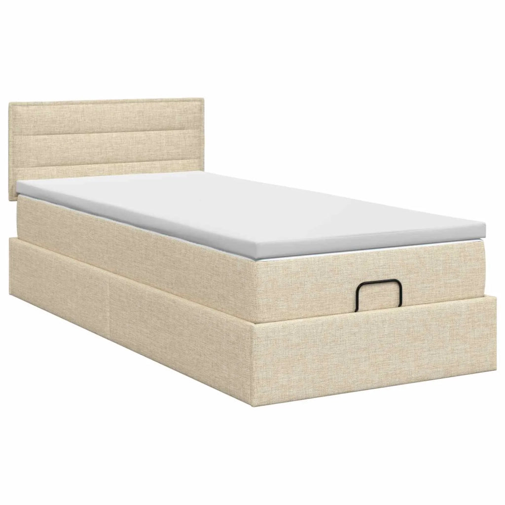 Letto ottomano con materasso Crema 100 x 200 cm Tessuto 3456224