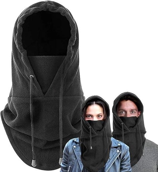 Bivakmuts multifunzionale per inverno, unisex, collo e visiera calda, adatto per accessori sci, protezione testa e viso, Nero.