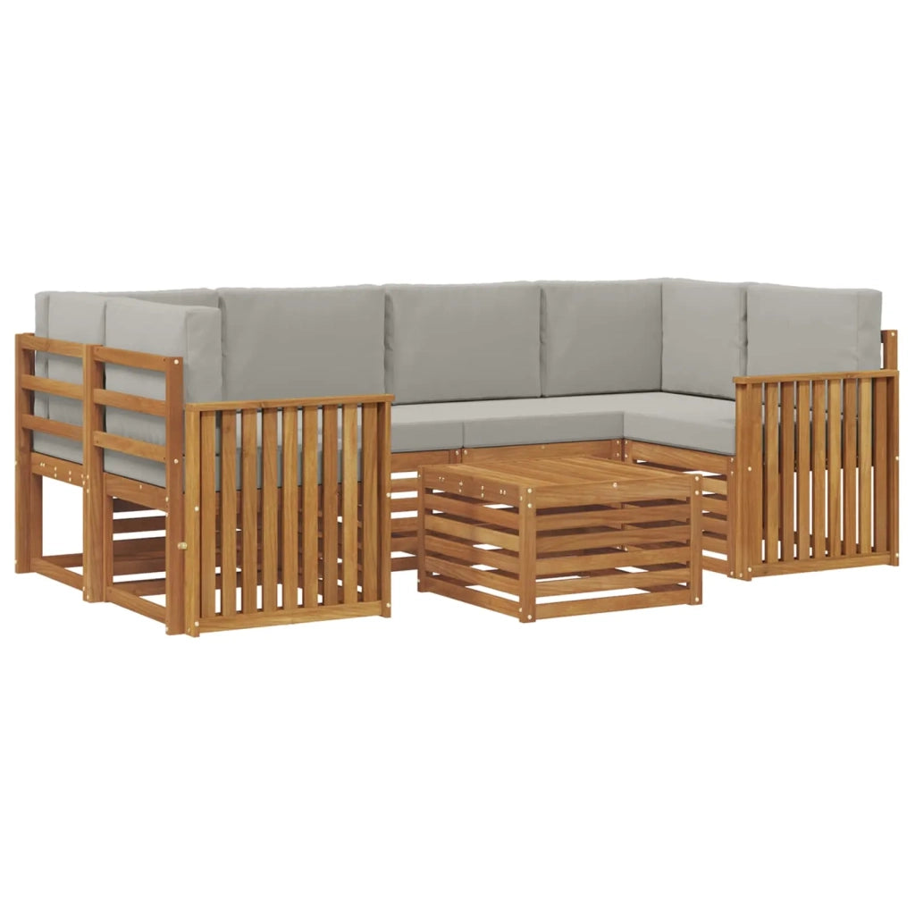 Set di divani da esterno 7 pcs Grigio Naturale e Chiaro