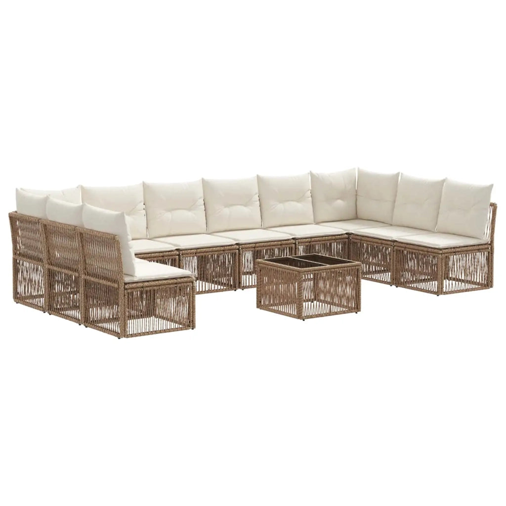 Set Divano da Giardino 11 pcs Beige polyrattan
