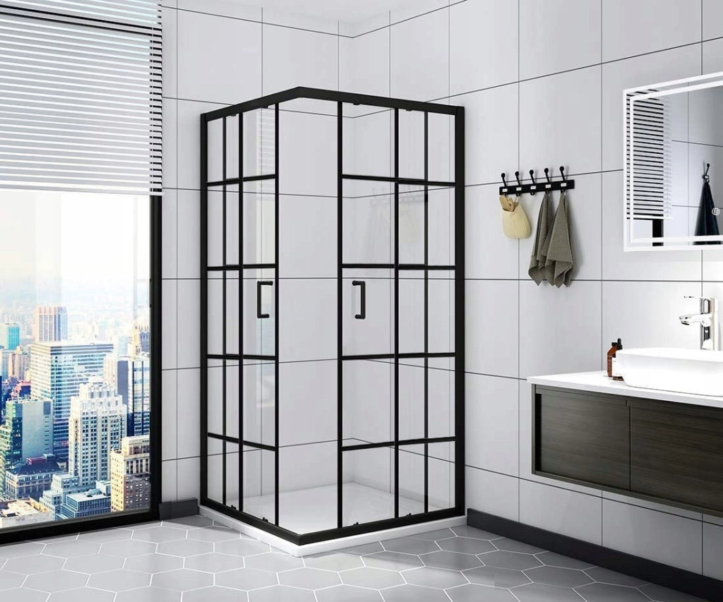Cabina Quadrata Calani Black Delta 90x90