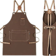 Schorti per uomini e donne (in confezione regalo), schiena incrociata con tasche, adatto per cucina, cottura, cucina, pittura, grembiuli in canapa, adatti per negozi, giardini, ristoranti, bar
