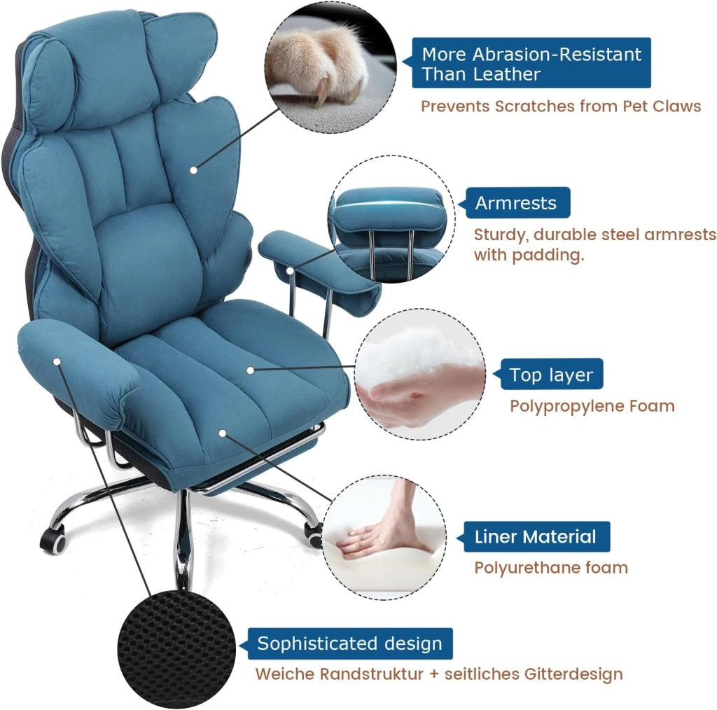 Sedia Gaming Ergonomica Sedia da Gaming Reclinabile Sedia Ufficio con Poggiapiedi Sedia Gamer Schienale Regolabile per Lavoro e Gioco Blu