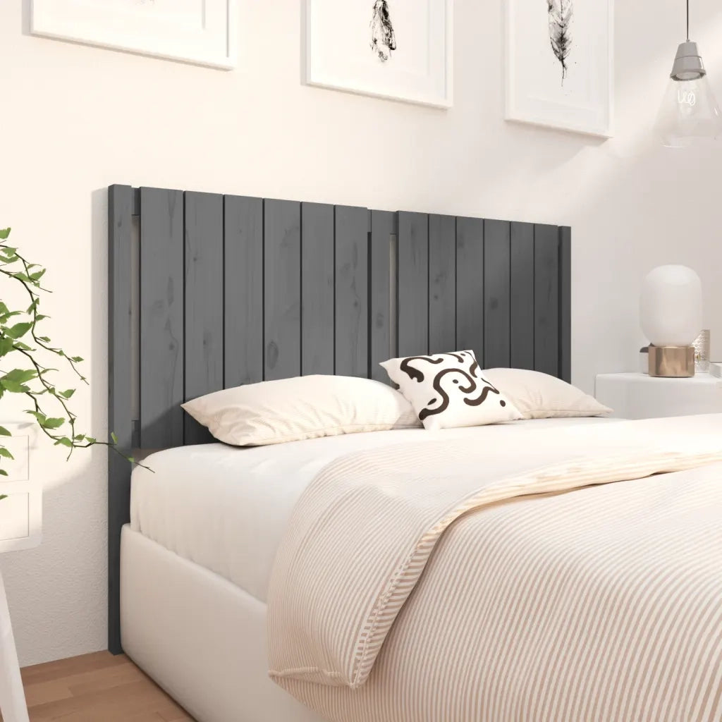 Testiera per Letto Grigia 145,5x4x100 cm Legno Massello di Pino