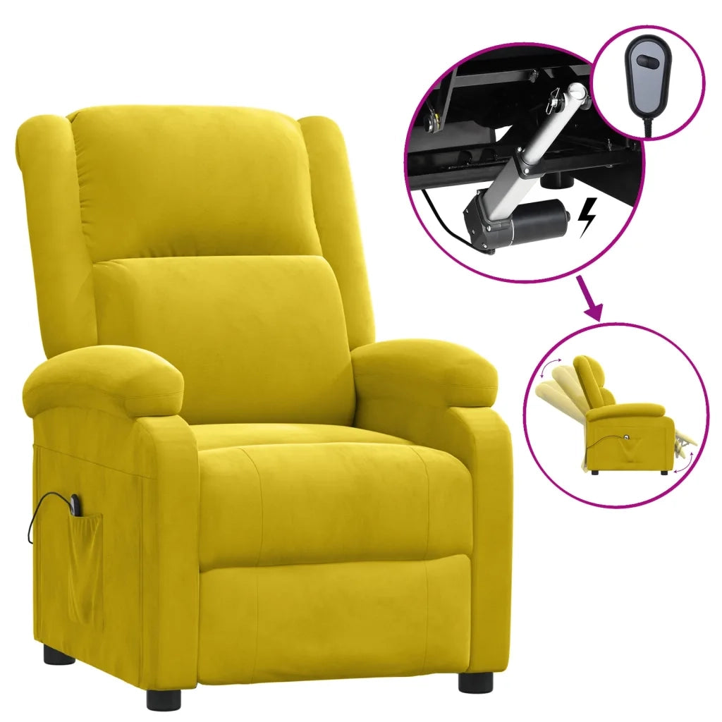 Poltrona Reclinabile Elettrica Gialla in Velluto 3098400