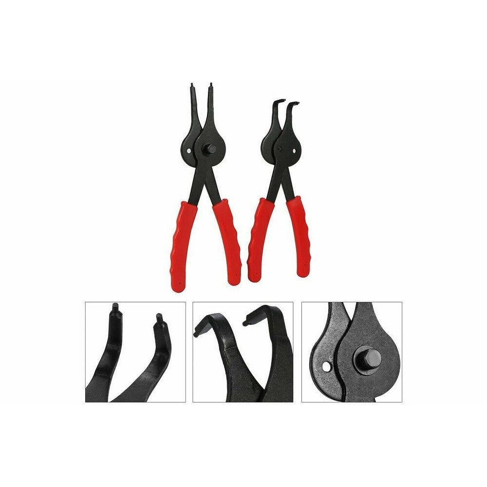 Trade Shop - Set 12 Pinze Per Anelli Elastici Interni Esterni Reversibile 45° A 90° 07209 -