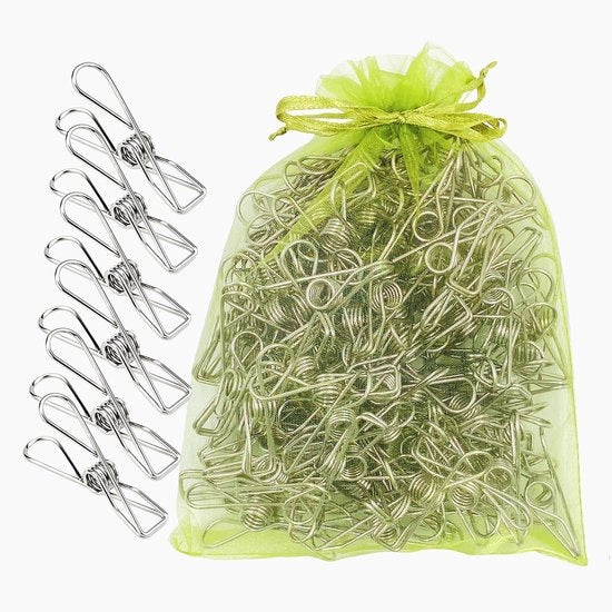 Werkzeugset per Wasknijpers, 100 Stuks, Acciaio Inossidabile, Duraturo, Morsetta Robusta, Multifunzionale, Ideale per la Linea di Asciugatura e Sacchetti di Snack, Chiavi a Morsa